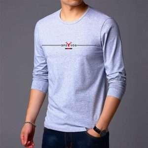Grey colour full sleeve cotton T shirt